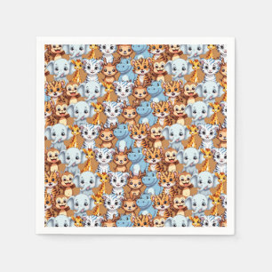 Serviette En Papier Cute girafe hippo jungle sauvage Motif safari