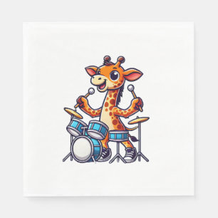 Serviette En Papier Cute Giraffe Jouer Drums Giraffes Drummer Musique