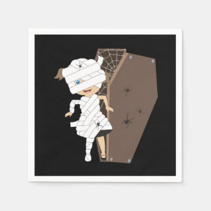 Serviette En Papier Cute Girl Mummy Coffin Halloween Design