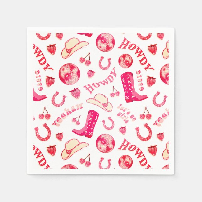 Serviette En Papier Cute Girl Rose Red Disco Cowgirl Aesthétique (Devant)
