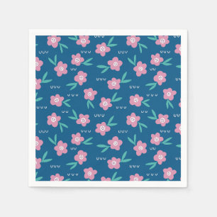 Serviette En Papier Cute Girly Blue & Rose Floral