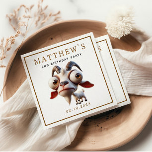 Serviette En Papier Cute Goat Farm Animaux 2e fête d'anniversaire