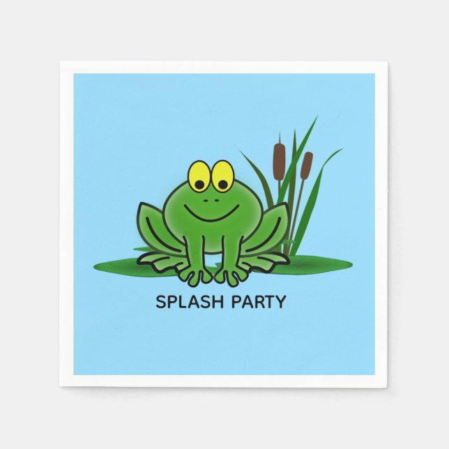 Serviette En Papier Cute Grenouille verte Papier design Napkins (Devant)