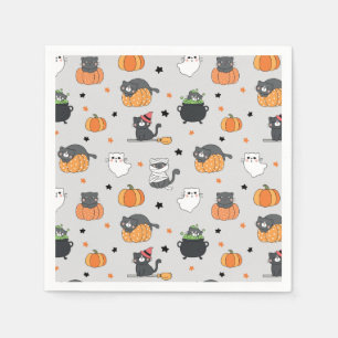 Serviette En Papier Cute Halloween Chats et Fantômes Motif
