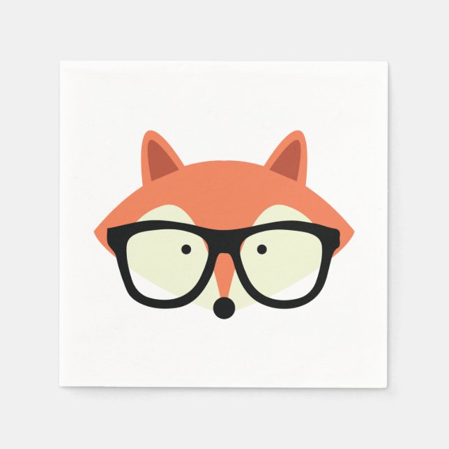 Serviette En Papier Cute Hipster Red Fox (Devant)