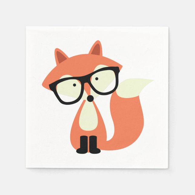 Serviette En Papier Cute Hipster Red Fox (Devant)