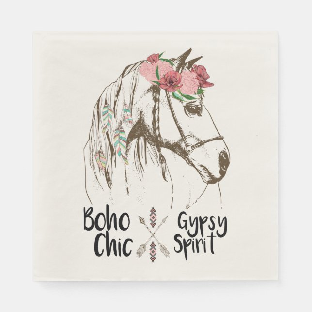 Serviette En Papier Cute Horse Boho Western Pays Partie équestre (Devant)