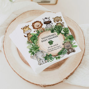 Serviette En Papier Cute Jungle Safari Animaux Tropical Green Baby
