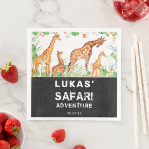 Serviette En Papier Cute Jungle Safari Giraffe Anniversaire