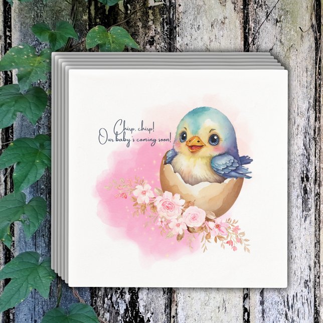 Serviette En Papier Cute Kawaii Oiseau Oiseau Oiseau Élégant Baby show (Créateur téléchargé)