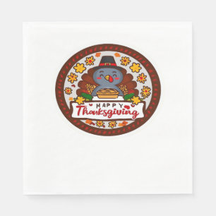 Serviette En Papier Cute Kawaii Turquie - Bon thanksgiving classique T