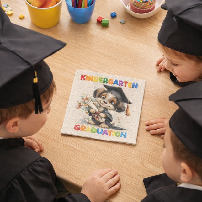 Serviette En Papier  Cute Kindergarten Graduation Puppy Illustration (Créateur téléchargé)