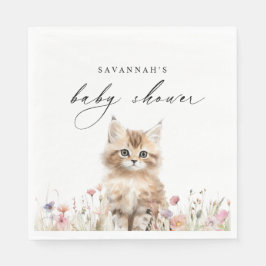 Serviette En Papier Cute Kitten | Spring Floral Cat Thème Baby shower