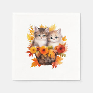 Serviette En Papier Cute Kittens chats personnalisés en panier