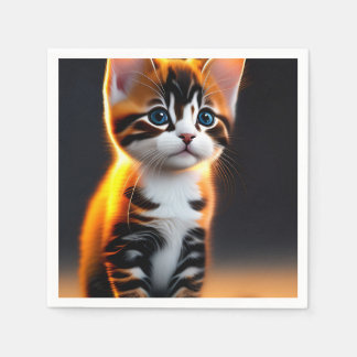 Serviette En Papier Cute Kitty Cat Sitting Art