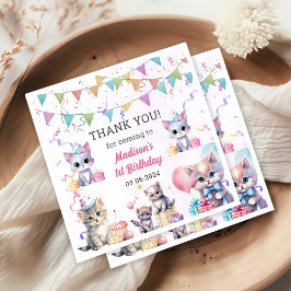 Serviette En Papier Cute Kitty Chat 1er fête d'anniversaire