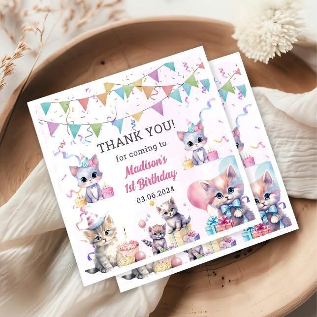 Serviette En Papier Cute Kitty Chat 1er fête d'anniversaire (Créateur téléchargé)