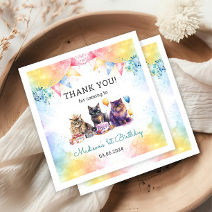 Serviette En Papier Cute Kitty Chat 1er fête d'anniversaire