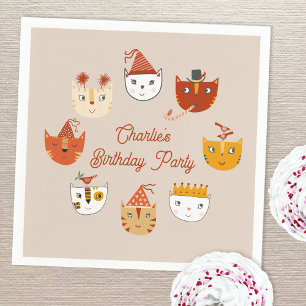 Serviette En Papier Cute Kitty Chat Personnalisé Anniversaire