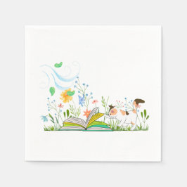 Serviette En Papier Cute Kitty Lire un livre.