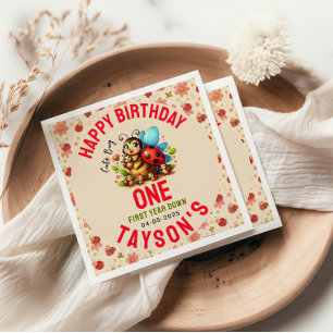 Serviette En Papier Cute Ladybug 1er anniversaire   Fête de thème de b