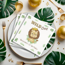 Cute Lion Aquarelle 1er Anniversaire Thème Wild On