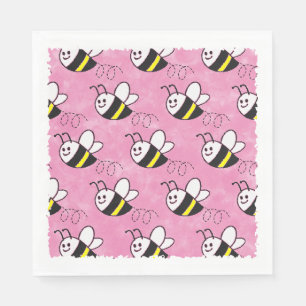 Serviette En Papier Cute Little Bee Motif Baby shower aquarelle