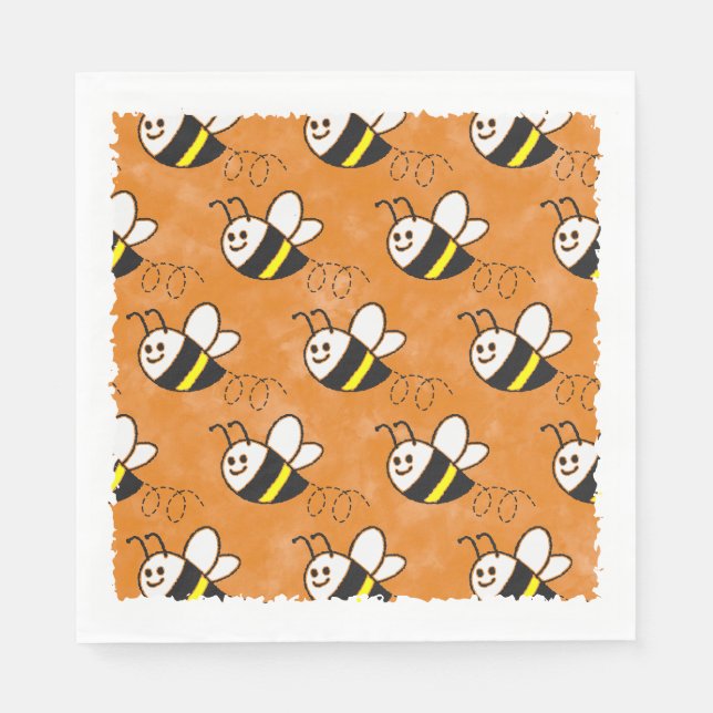 Serviette En Papier Cute Little Bee Motif Baby shower aquarelle (Devant)