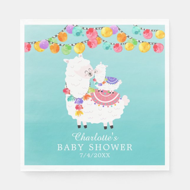Serviette En Papier Cute Llama Mama Baby shower Papier (Devant)