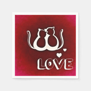 Serviette En Papier Cute Love Cats Saint Valentin Napkin