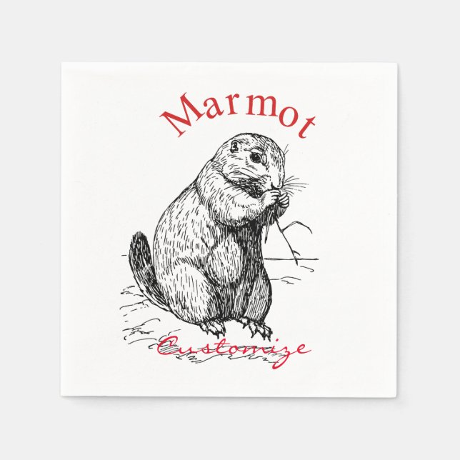 Serviette En Papier Cute Marmot Animal Thunder_Cove (Devant)