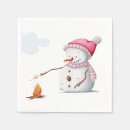 Serviette En Papier Cute Marshmallows Snowman Winter