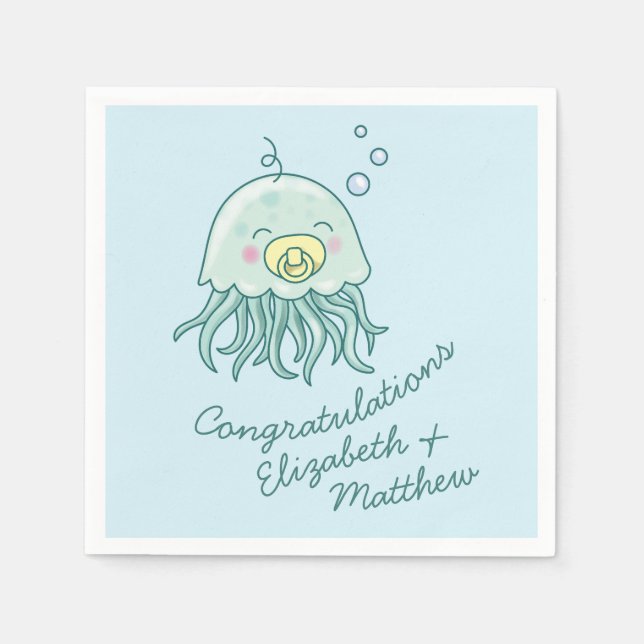 Serviette En Papier Cute méduse Baby shower Kawaii (Devant)