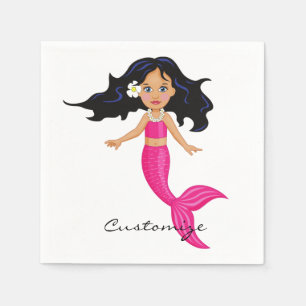 Serviette En Papier Cute Mermaid à queue rose Thunder_Cove