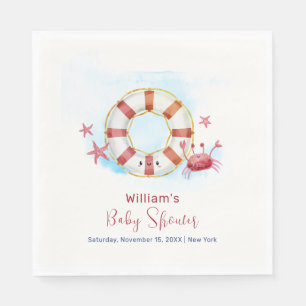 Serviette En Papier Cute moderne Crabe Nautique Baby shower d'étoiles 