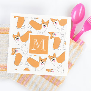 Serviette En Papier Cute Motif Corgi avec Monogramme personnalisé