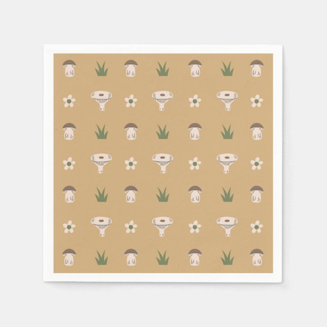 Serviette En Papier Cute Motif de champignons serviettes (Devant)
