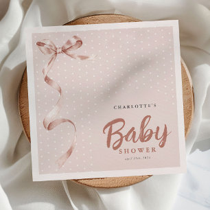 Serviette En Papier Cute Neutral Bow Ribbon Girl Baby shower