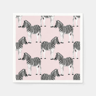 Serviette En Papier Cute Noir Blanc Zèbre Animal Rose Design