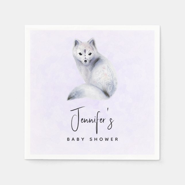 Serviette En Papier Cute Nordic Fox avec Floral Markings Event (Devant)