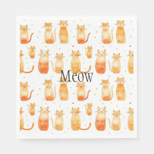 Serviette En Papier Cute Orange Chats Papier d'anniversaire Napkin