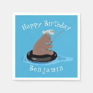 Serviette En Papier Cute ourson ourson pêche anniversaire personnalisé
