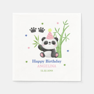 Serviette En Papier Cute Panda Bear Bamboo Birthday 