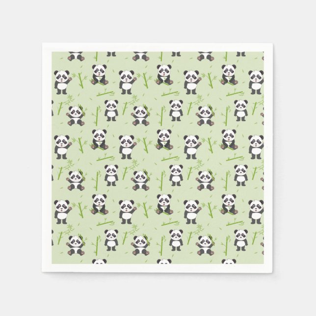 Serviette En Papier Cute Panda Bear Bamboo Kawaii Animals Pattern (Devant)