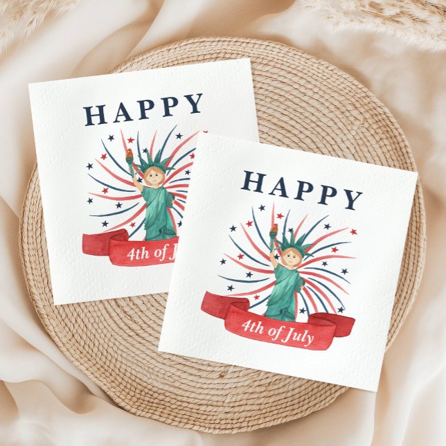 Serviette En Papier Cute Patriotique Rouge Blanc Et Bleu 4 juillet (Cute Patriotic Red White And Blue 4th of July Napkins)