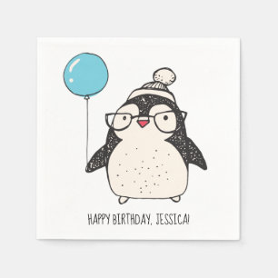 Serviette En Papier Cute Penguin avec un ballons personnalisé