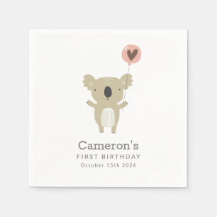 Serviette En Papier Cute personnalisée Koala Bear Simple 1er anniversa