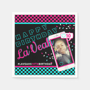 Serviette En Papier Cute Pink Blue Social Media  Photo cellulaire
