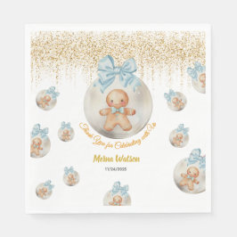Serviette En Papier Cute Pink Gingerbread boy in Christmas Bauble