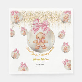 Serviette En Papier Cute Pink Gingerbread Girl in Christmas Bauble